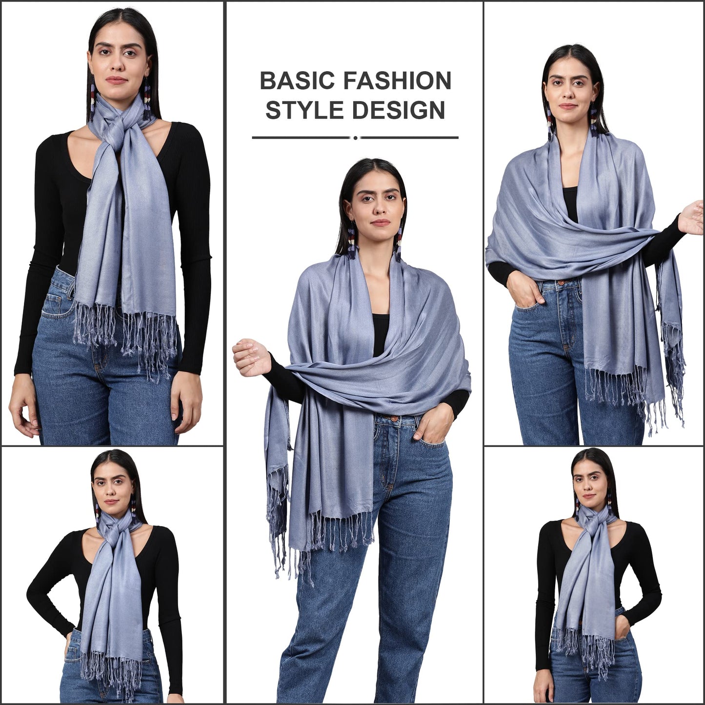 ALLEN & MATE Handcrafted Soft Pashmina Shawl Scarf Wrap Stole for Women in Solid Colors