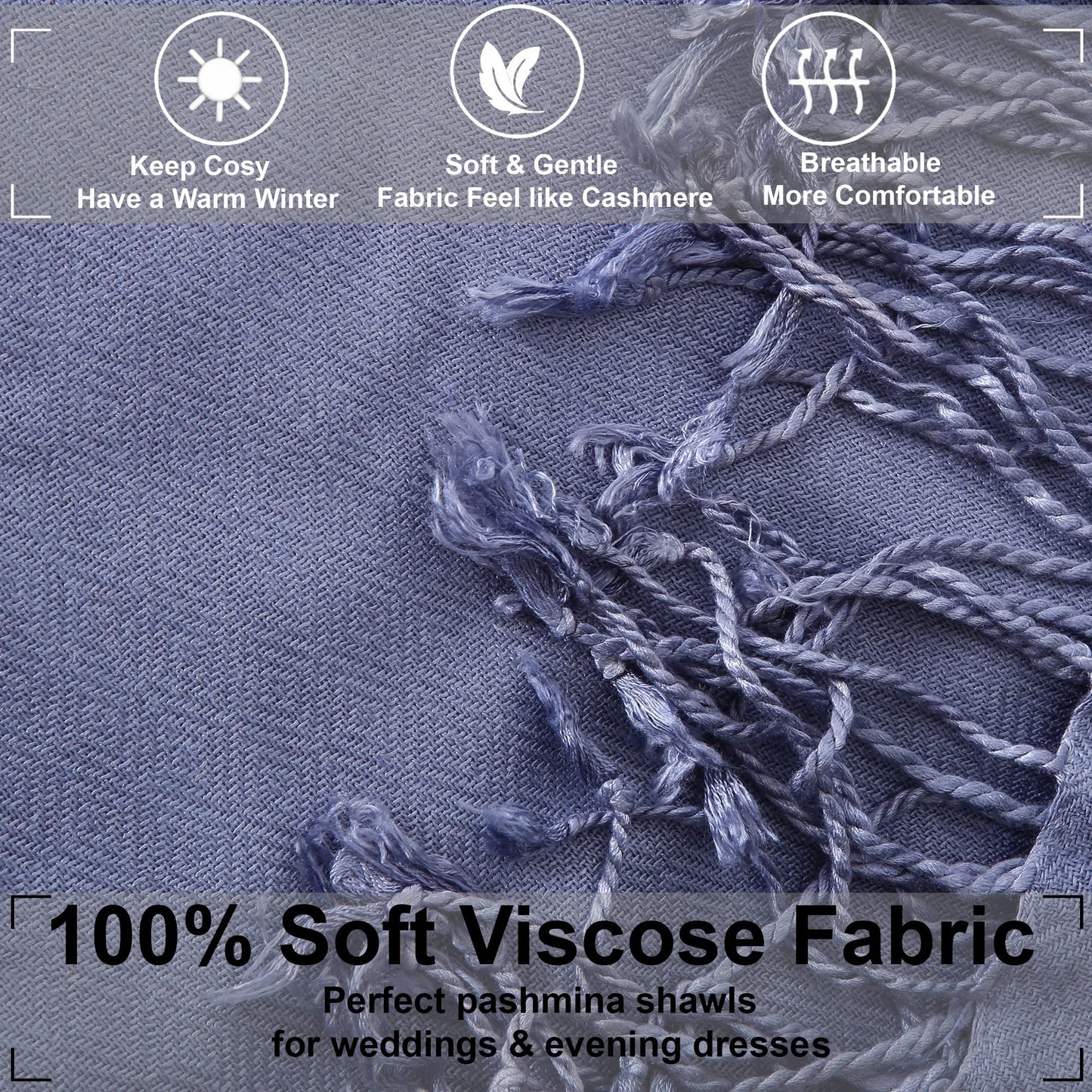 ALLEN & MATE Handcrafted Soft Pashmina Shawl Scarf Wrap Stole for Women in Solid Colors