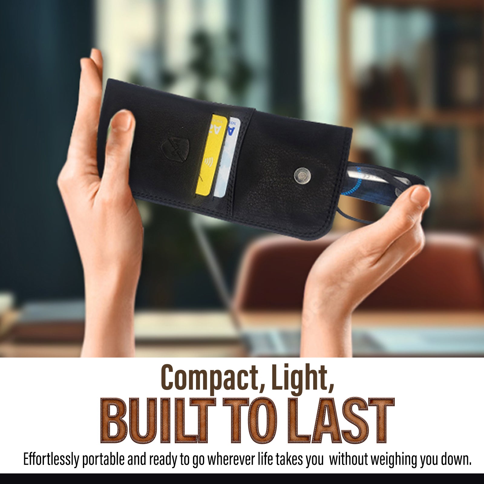 ALLEN & MATE 100% Leather Slim Glasses Case for Reading and Computer Glasses for Men/Women with Optional Inbuilt Card Holder