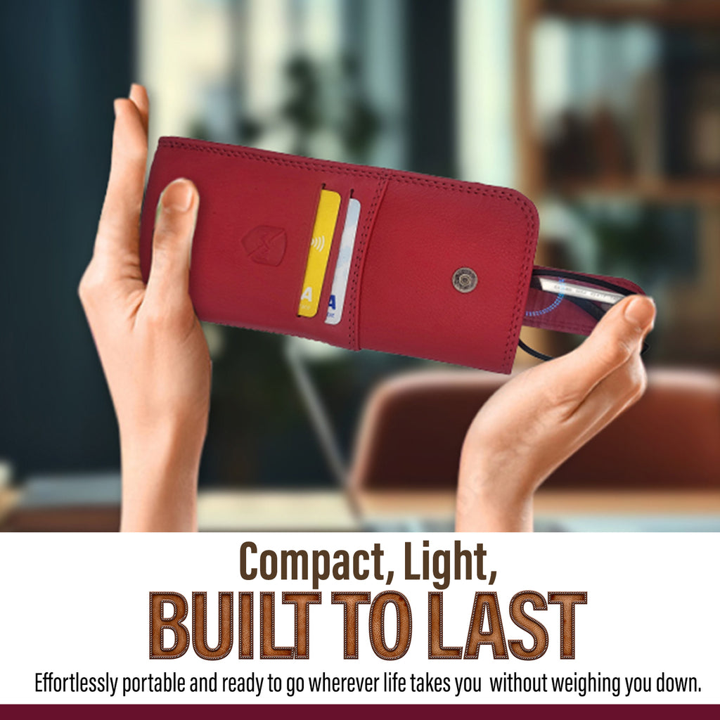 ALLEN & MATE 100% Leather Slim Glasses Case for Reading and Computer Glasses for Men/Women with Optional Inbuilt Card Holder