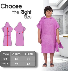 ALLEN & MATE Hooded Towel Poncho for Kids, 100% Cotton Changing Robe for Boys Girls for Beach, Swimming, Surfing, Bathing, Watersports, Indoor & Outdoor Activities