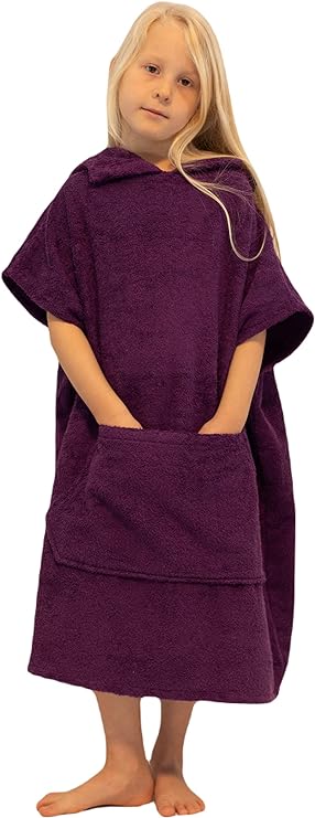 ALLEN & MATE Hooded Towel Poncho for Kids, 100% Cotton Changing Robe for Boys Girls for Beach, Swimming, Surfing, Bathing, Watersports, Indoor & Outdoor Activities