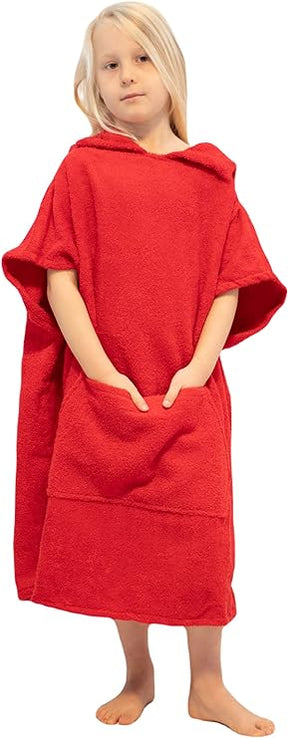 ALLEN & MATE Hooded Towel Poncho for Kids, 100% Cotton Changing Robe for Boys Girls for Beach, Swimming, Surfing, Bathing, Watersports, Indoor & Outdoor Activities