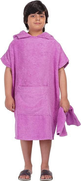 ALLEN & MATE Hooded Towel Poncho for Kids, 100% Cotton Changing Robe for Boys Girls for Beach, Swimming, Surfing, Bathing, Watersports, Indoor & Outdoor Activities