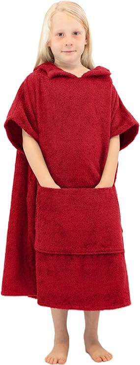 ALLEN & MATE Hooded Towel Poncho for Kids, 100% Cotton Changing Robe for Boys Girls for Beach, Swimming, Surfing, Bathing, Watersports, Indoor & Outdoor Activities