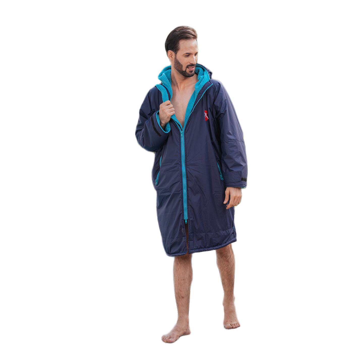 ALLEN & MATE Adult Waterproof Changing Jacket, Sherpa Fleece-Lined and Swim Coat Parka, Heavy Duty Windproof Winter Robe