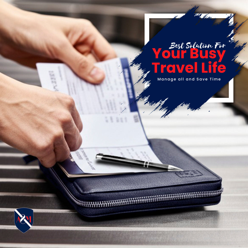 ALLEN & MATE Passport Holder Travel Wallet, 100% Leather RFID Blocking Travel Document Organiser for Men & Women