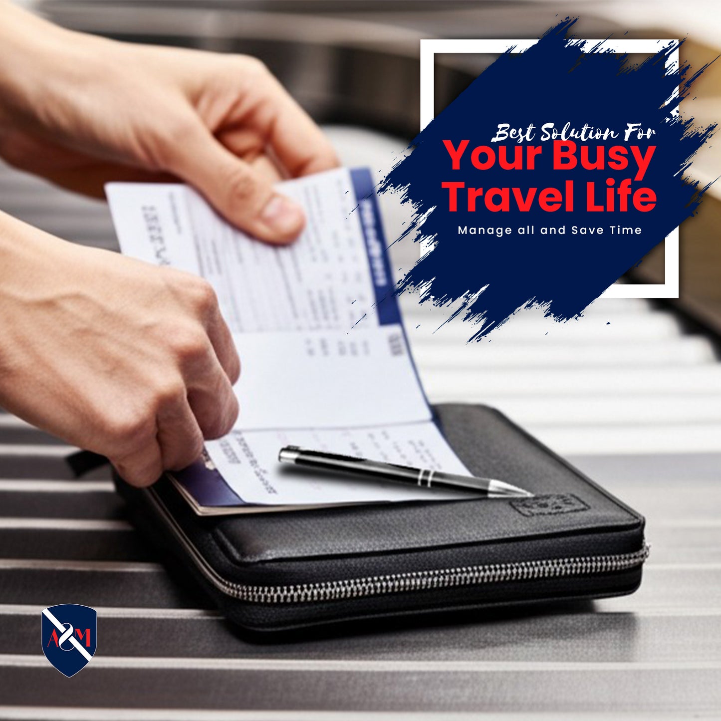 ALLEN & MATE Passport Holder Travel Wallet, 100% Leather RFID Blocking Travel Document Organiser for Men & Women