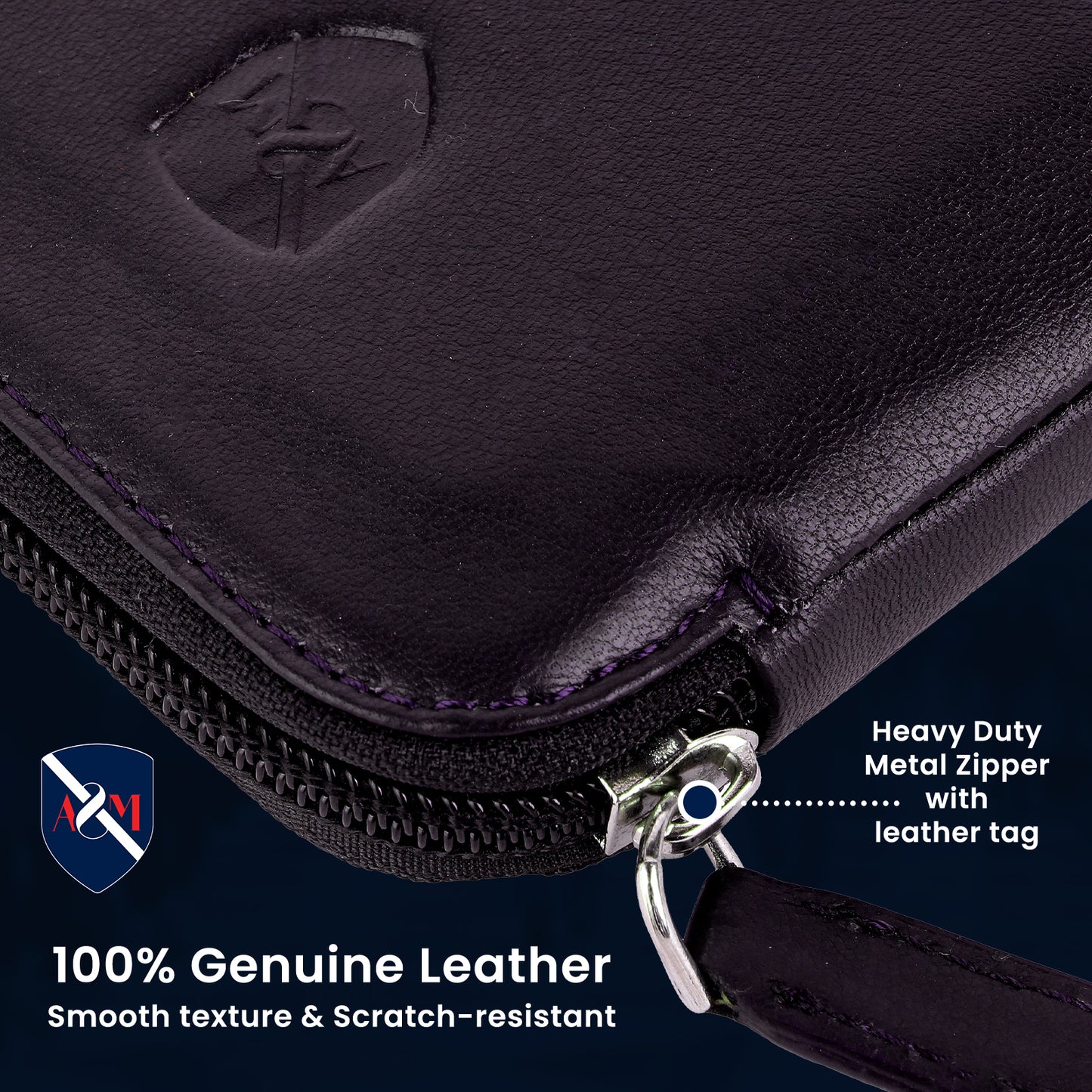 ALLEN & MATE Genuine Leather Travel Phone Sleeve & Passport Case – Slim Mobile Pouch Fits iPhone 17/17 Pro/17 Pro Max, 16/16 Plus/16 Pro/16 Pro Max, 15 Samsung Android – Travel Wallet