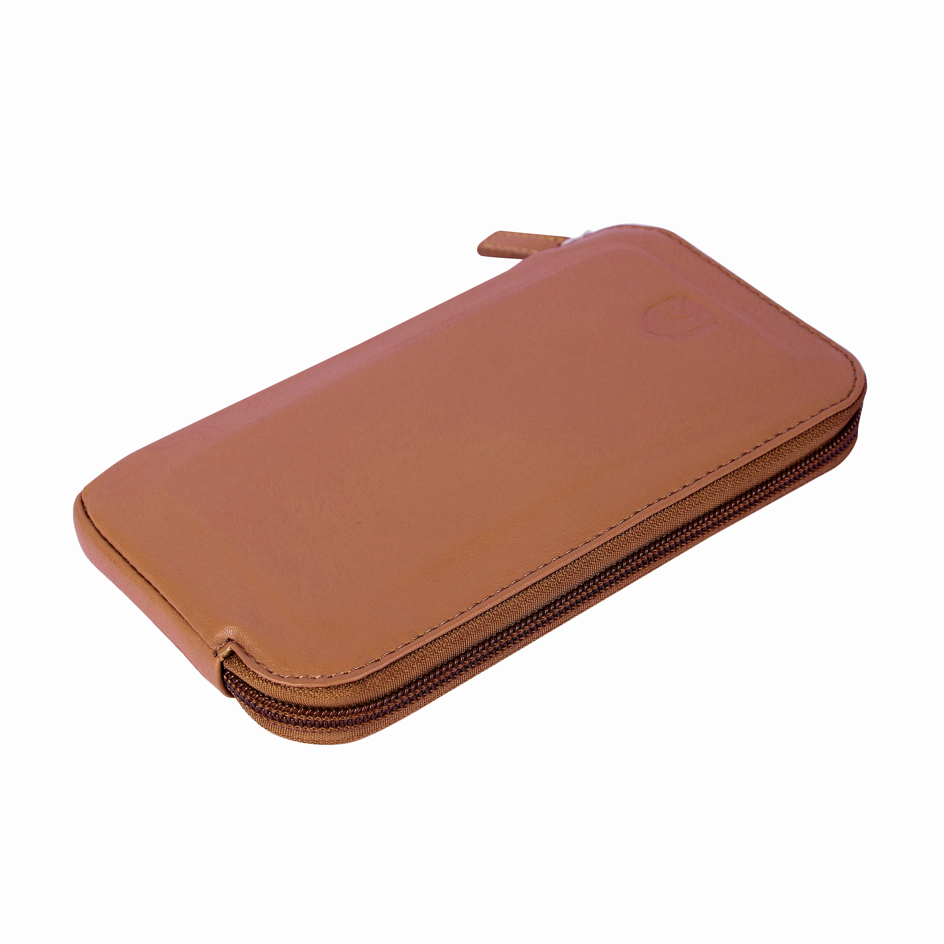 ALLEN & MATE Genuine Leather Travel Phone Sleeve & Passport Case – Slim Mobile Pouch Fits iPhone 17/17 Pro/17 Pro Max, 16/16 Plus/16 Pro/16 Pro Max, 15 Samsung Android – Travel Wallet