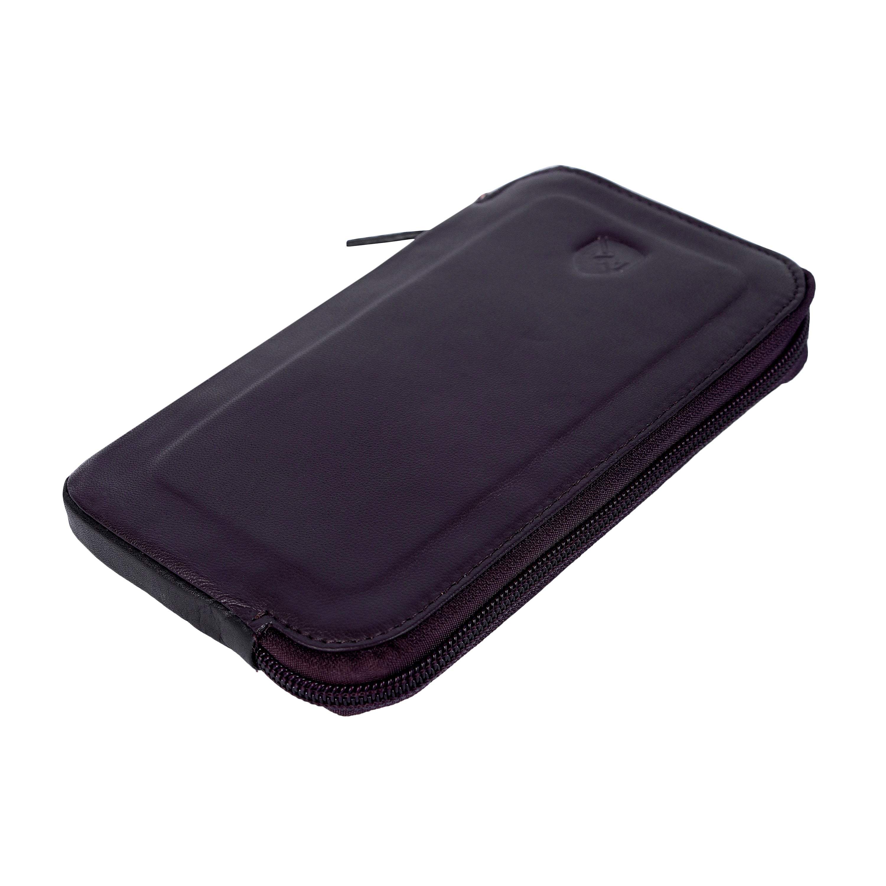 ALLEN & MATE Genuine Leather Travel Phone Sleeve & Passport Case – Slim Mobile Pouch Fits iPhone 17/17 Pro/17 Pro Max, 16/16 Plus/16 Pro/16 Pro Max, 15 Samsung Android – Travel Wallet