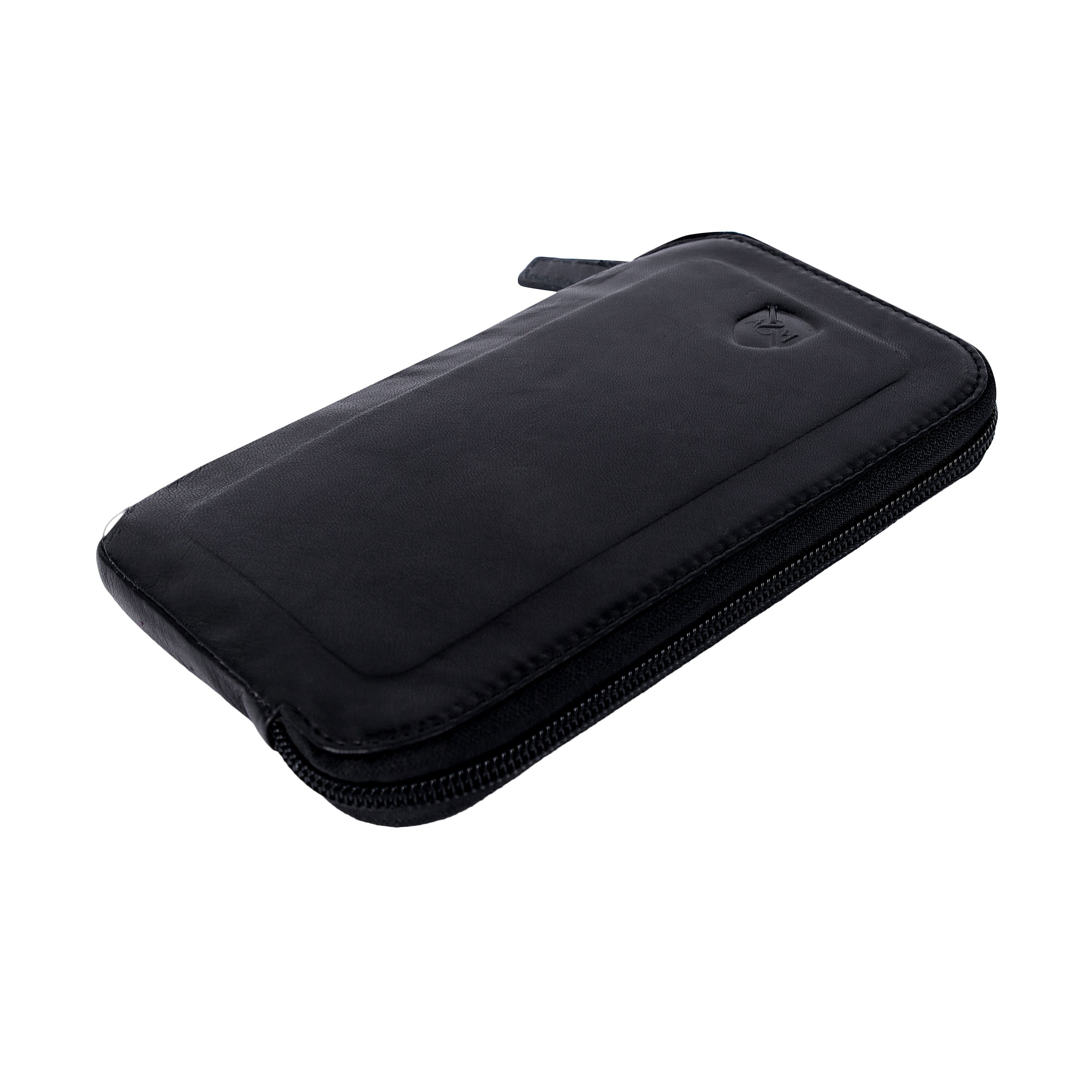 ALLEN & MATE Genuine Leather Travel Phone Sleeve & Passport Case – Slim Mobile Pouch Fits iPhone 17/17 Pro/17 Pro Max, 16/16 Plus/16 Pro/16 Pro Max, 15 Samsung Android – Travel Wallet