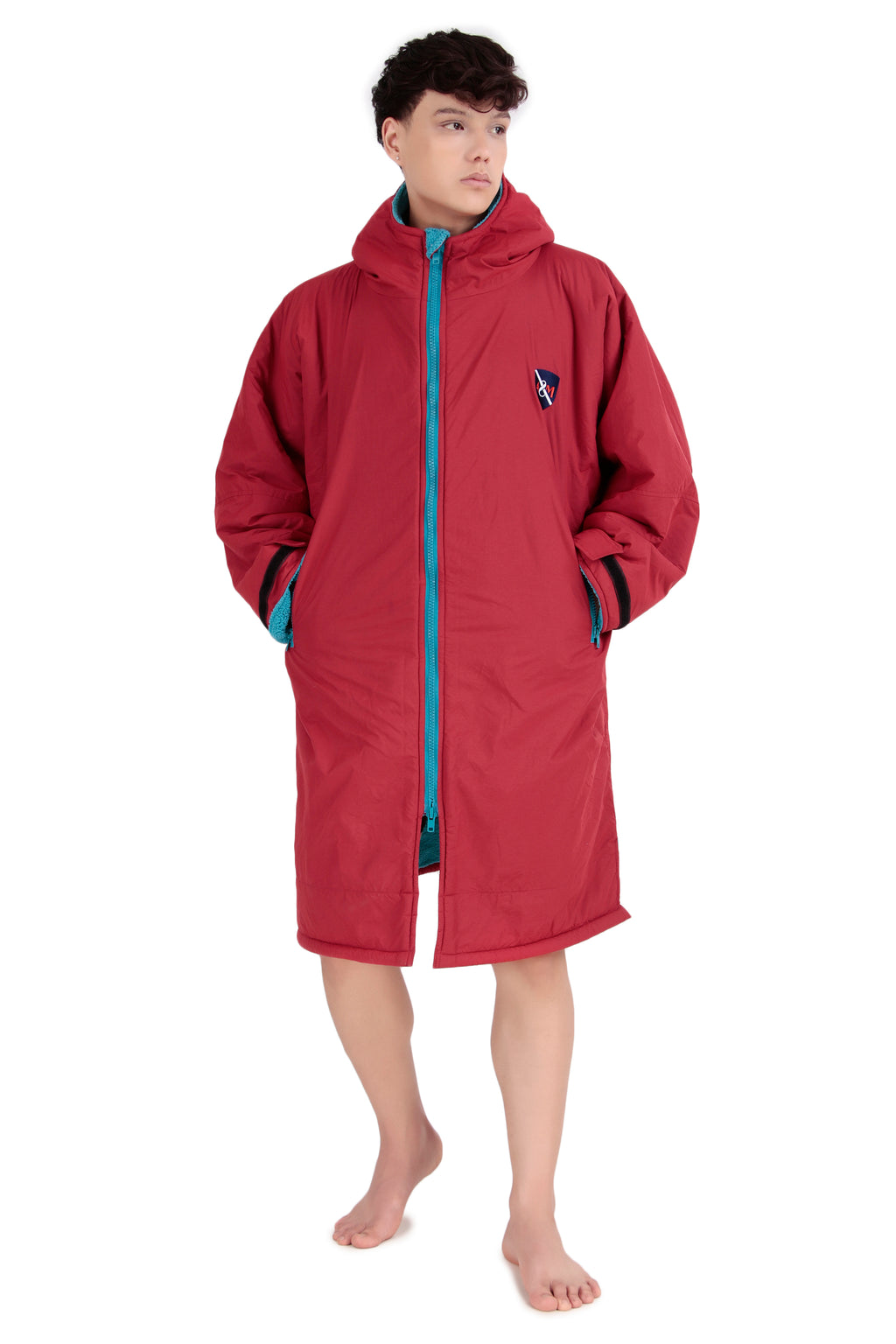 ALLEN & MATE Adult Waterproof Changing Jacket, Sherpa Fleece-Lined and Swim Coat Parka, Heavy Duty Windproof Winter Robe