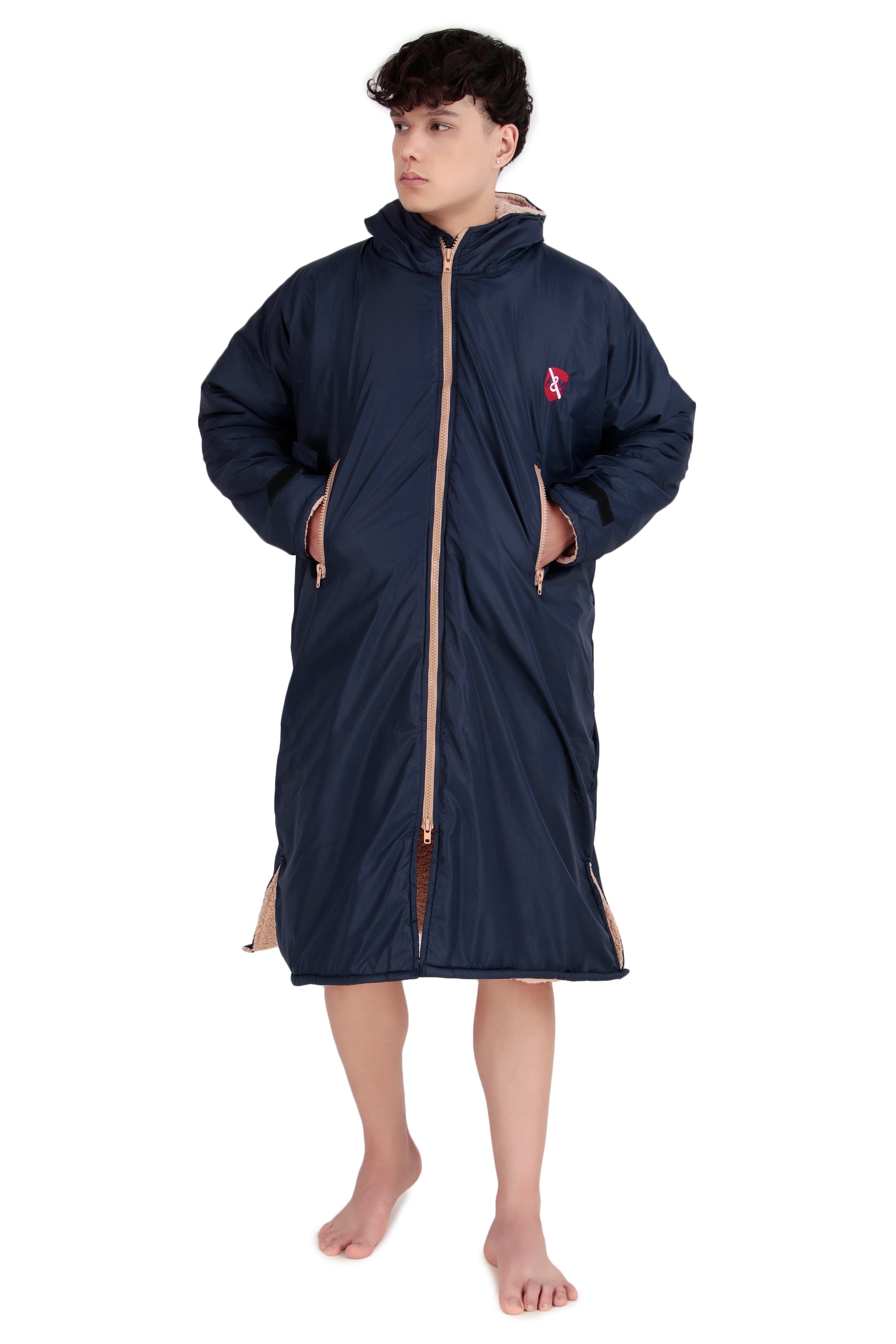 ALLEN & MATE Adult Waterproof Changing Jacket, Sherpa Fleece-Lined and Swim Coat Parka, Heavy Duty Windproof Winter Robe