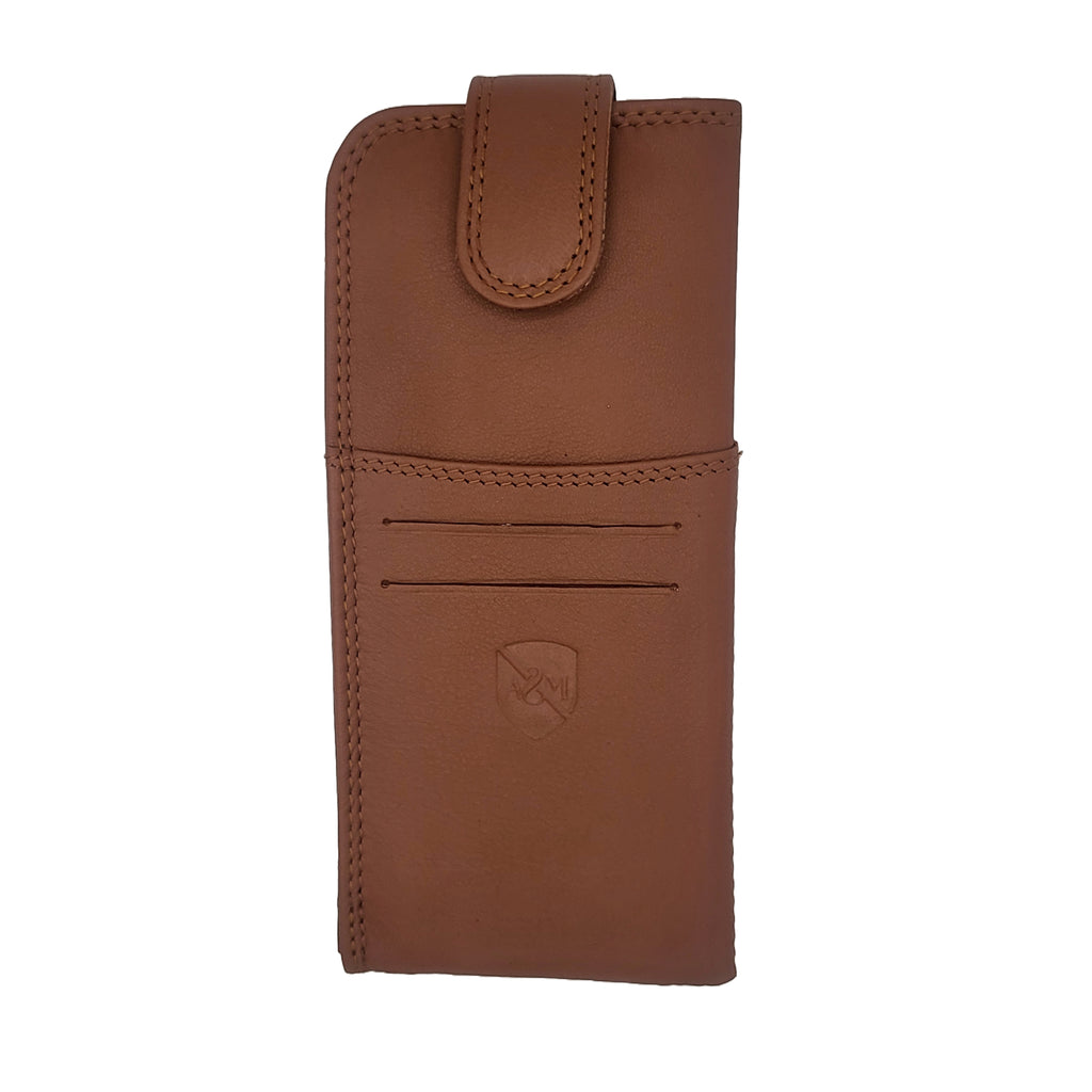 ALLEN & MATE 100% Leather Slim Glasses Case for Reading and Computer Glasses for Men/Women with Optional Inbuilt Card Holder