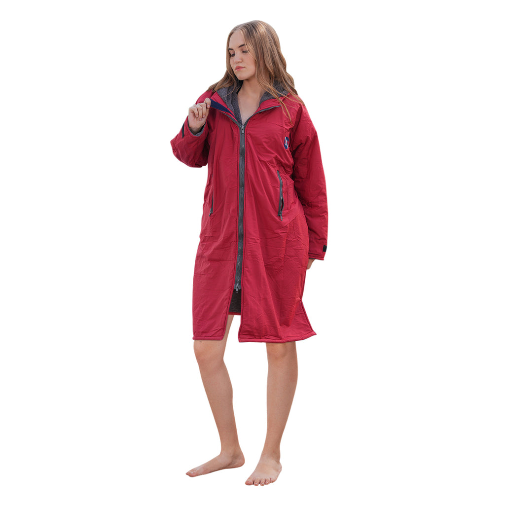 ALLEN & MATE Adult Waterproof Changing Jacket, Sherpa Fleece-Lined and Swim Coat Parka, Heavy Duty Windproof Winter Robe