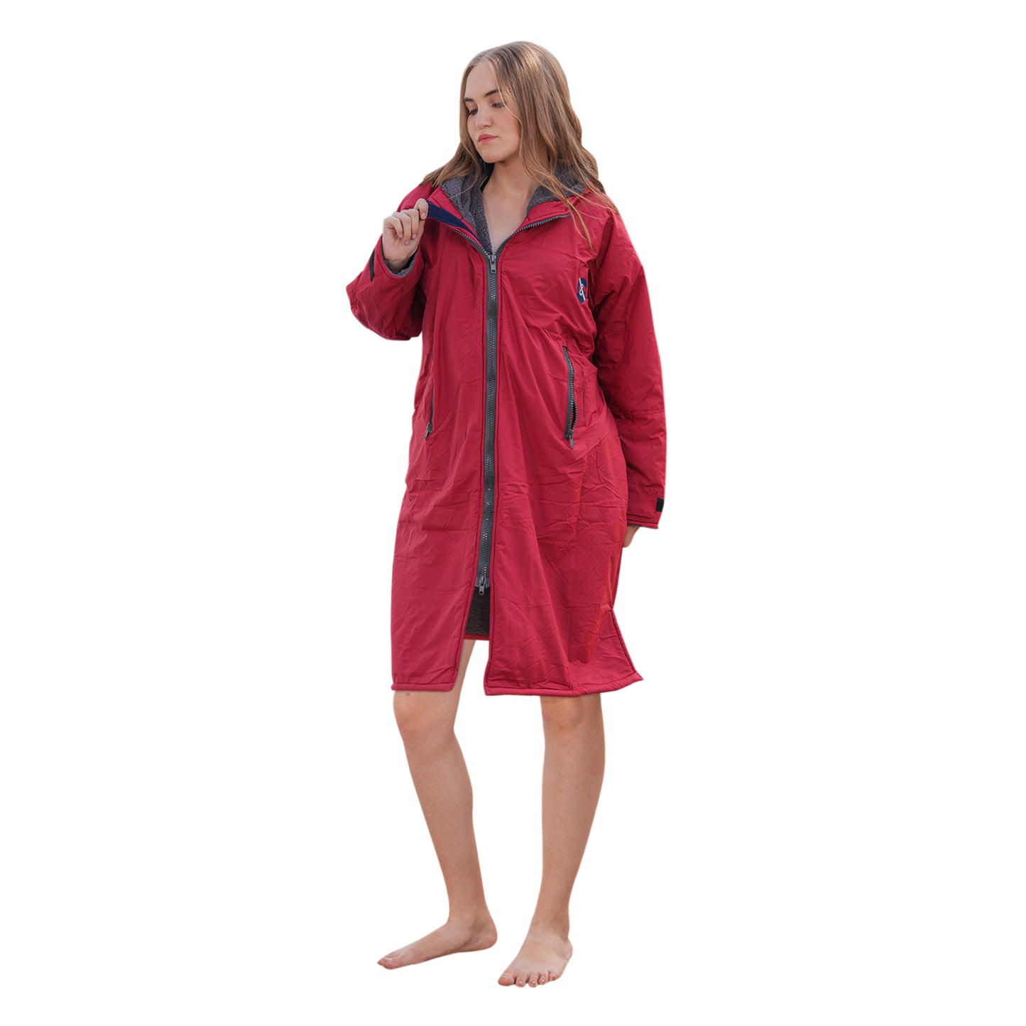ALLEN & MATE Adult Waterproof Changing Jacket, Sherpa Fleece-Lined and Swim Coat Parka, Heavy Duty Windproof Winter Robe