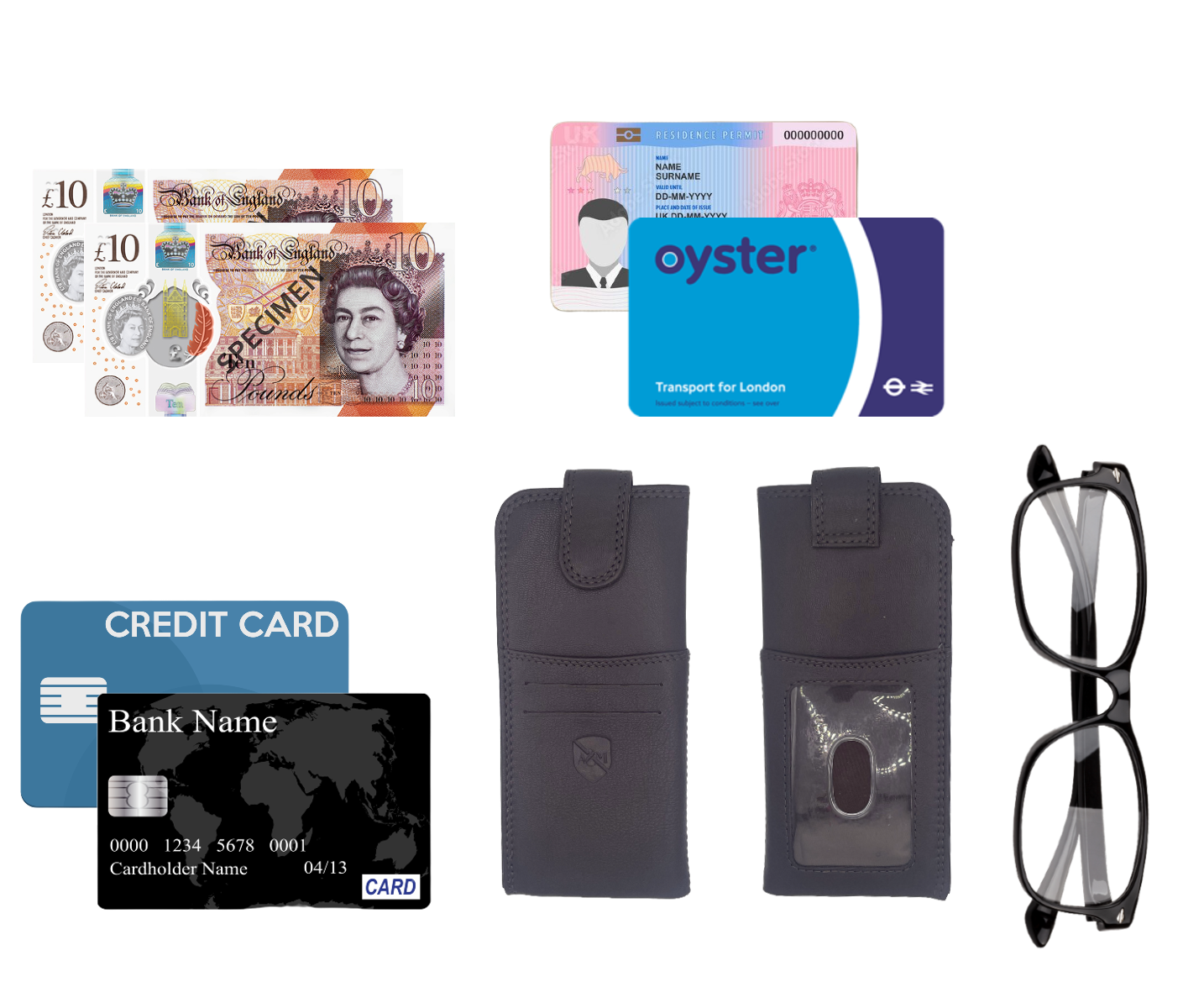 ALLEN & MATE 100% Leather Slim Glasses Case for Reading and Computer Glasses for Men/Women with Optional Inbuilt Card Holder