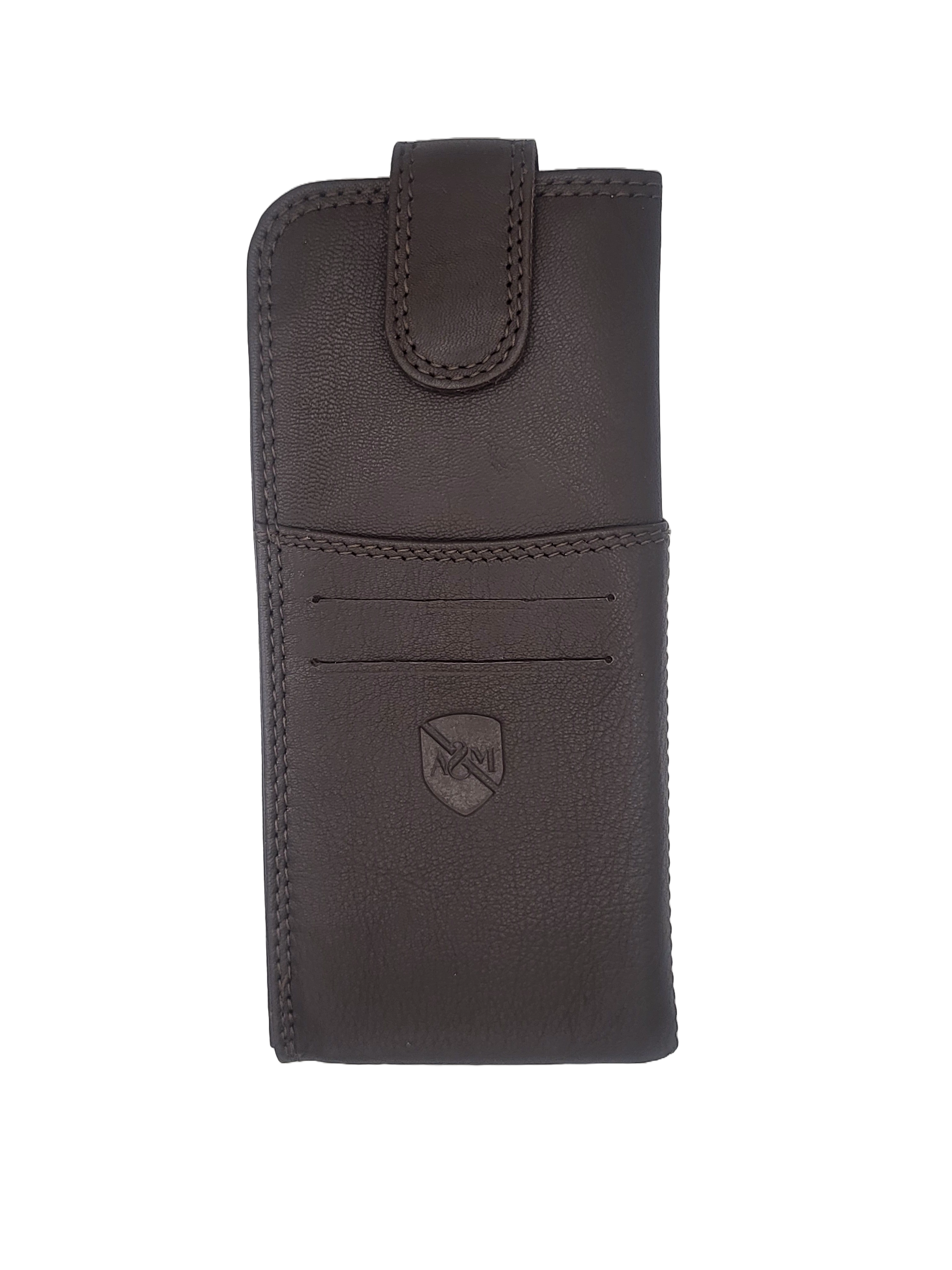 ALLEN & MATE 100% Leather Slim Glasses Case for Reading and Computer Glasses for Men/Women with Optional Inbuilt Card Holder