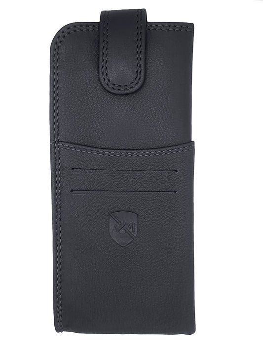 ALLEN & MATE 100% Leather Slim Glasses Case for Reading and Computer Glasses for Men/Women with Optional Inbuilt Card Holder