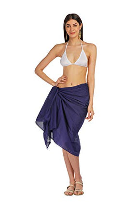 ALLEN & MATE Womens Cotton Beach Cover Up Sarong Pareo Swimsuit Cover-Up Wrap Skirt Many Solid Colours with Coconut Shell