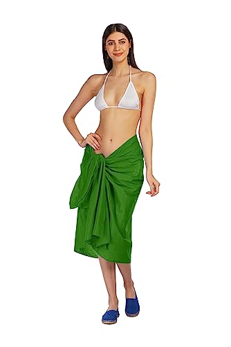 ALLEN & MATE Womens Cotton Beach Cover Up Sarong Pareo Swimsuit Cover-Up Wrap Skirt Many Solid Colours with Coconut Shell