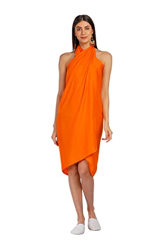 ALLEN & MATE Womens Cotton Beach Cover Up Sarong Pareo Swimsuit Cover-Up Wrap Skirt Many Solid Colours with Coconut Shell