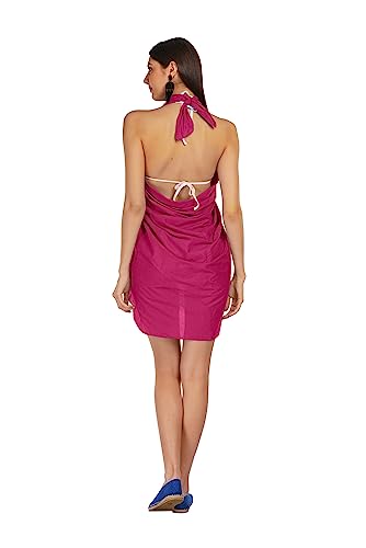 ALLEN & MATE Womens Cotton Beach Cover Up Sarong Pareo Swimsuit Cover-Up Wrap Skirt Many Solid Colours with Coconut Shell