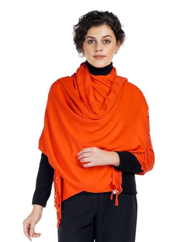 ALLEN & MATE Handcrafted Soft Pashmina Shawl Scarf Wrap Stole for Women in Solid Colors