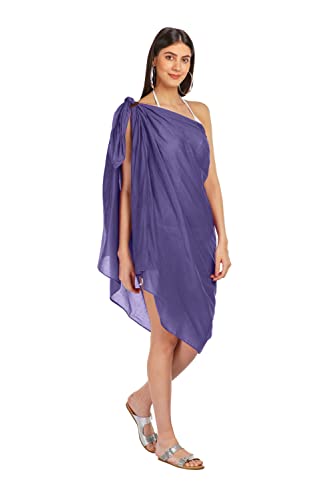 ALLEN & MATE Womens Cotton Beach Cover Up Sarong Pareo Swimsuit Cover-Up Wrap Skirt Many Solid Colours with Coconut Shell