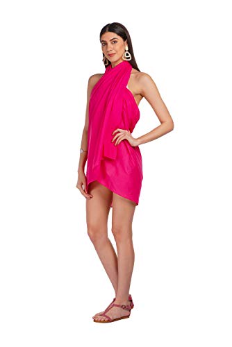 ALLEN & MATE Womens Cotton Beach Cover Up Sarong Pareo Swimsuit Cover-Up Wrap Skirt Many Solid Colours with Coconut Shell