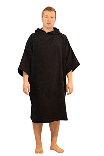 ALLEN & MATE Hooded Towel Poncho for Adults 100% Terry Cotton Changing Robe with Hood & Pockets for Beach, Swimming