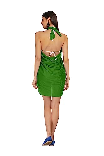 ALLEN & MATE Womens Cotton Beach Cover Up Sarong Pareo Swimsuit Cover-Up Wrap Skirt Many Solid Colours with Coconut Shell