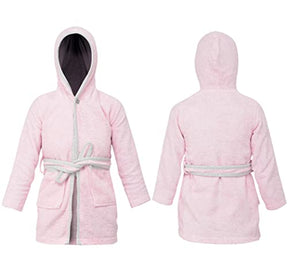 ALLEN & MATE Dressing Gown Kids, 100% Cotton Bathrobes with Hoodie and Pockets, Terry Towel Dressing Gown for Girls, Boys 3-12 Years