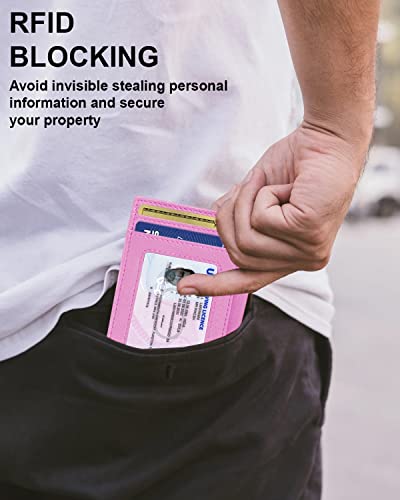 ALLEN & MATE Leather Card Holder Slim Wallet, RFID Blocking Minimalist Wallet Credit Card Holder, Holds Cards and Bank Notes