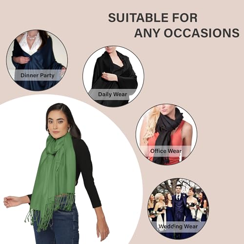 ALLEN & MATE Handcrafted Soft Pashmina Shawl Scarf Wrap Stole for Women in Solid Colors