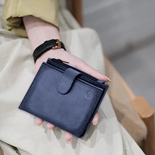 ALLEN & MATE Leather Card Holder Slim Wallet with Zip Coin Pocket, RFID Blocking Minimalist Wallet Credit Card Holder, Holds up to 7 Cards and Bank Notes, with Gift Box