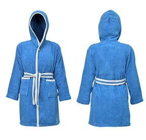 ALLEN & MATE Dressing Gown Kids, 100% Cotton Bathrobes with Hoodie and Pockets, Terry Towel Dressing Gown for Girls, Boys 3-12 Years