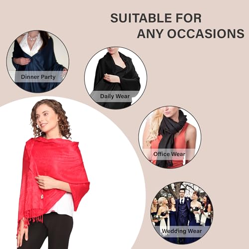 ALLEN & MATE Handcrafted Soft Pashmina Shawl Scarf Wrap Stole for Women in Solid Colors