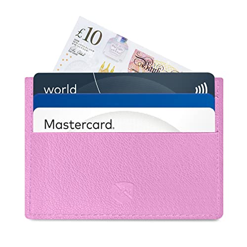 ALLEN & MATE Leather Card Holder Slim Wallet, Minimalist Wallet Credit Card Holder for Men, Women - Holds up to 6 Cards and Bank Notes, with Gift Box