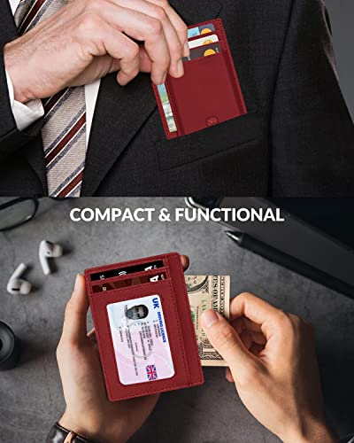 ALLEN & MATE Leather Card Holder Slim Wallet, RFID Blocking Minimalist Wallet Credit Card Holder, Holds Cards and Bank Notes