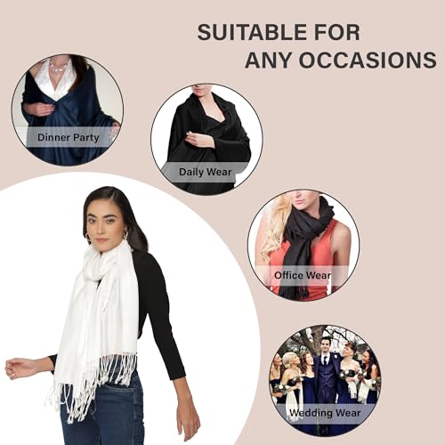 ALLEN & MATE Handcrafted Soft Pashmina Shawl Scarf Wrap Stole for Women in Solid Colors