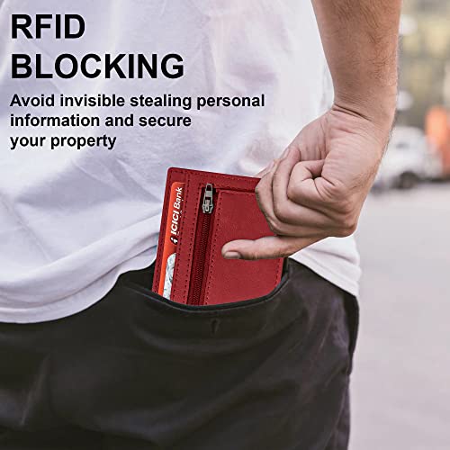 ALLEN & MATE Leather Card Holder Slim Wallet, RFID Blocking Minimalist Wallet Credit Card Holder, Holds Cards and Bank Notes