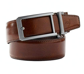 ALLEN & MATE Ratchet Leather Belts for Men- Trim to Fit, Casual Dress Belt, Men Jeans Suits (Directly Suitable for Waist Size: 28"-40")