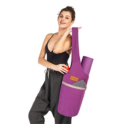 ALLEN & MATE Large Yoga Mat Bag with Side Pocket and Zipper Pocket, Fit Most Size Mats