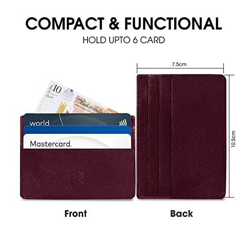 ALLEN & MATE Leather Card Holder Slim Wallet, Minimalist Wallet Credit Card Holder for Men, Women - Holds up to 6 Cards and Bank Notes, with Gift Box