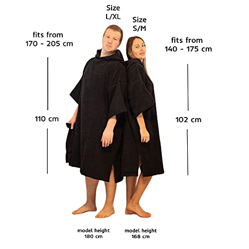 ALLEN & MATE Hooded Towel Poncho for Adults 100% Terry Cotton Changing Robe with Hood & Pockets for Beach, Swimming