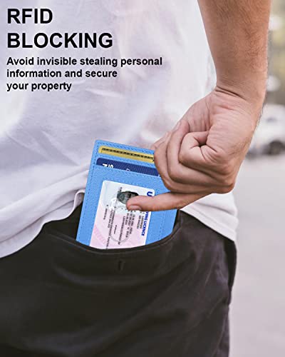 ALLEN & MATE Leather Card Holder Slim Wallet, RFID Blocking Minimalist Wallet Credit Card Holder, Holds Cards and Bank Notes