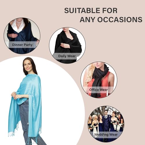 ALLEN & MATE Handcrafted Soft Pashmina Shawl Scarf Wrap Stole for Women in Solid Colors