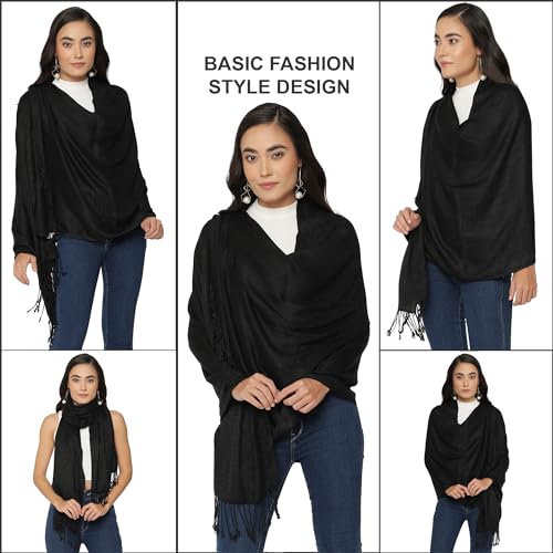 ALLEN & MATE Handcrafted Soft Pashmina Shawl Scarf Wrap Stole for Women in Solid Colors